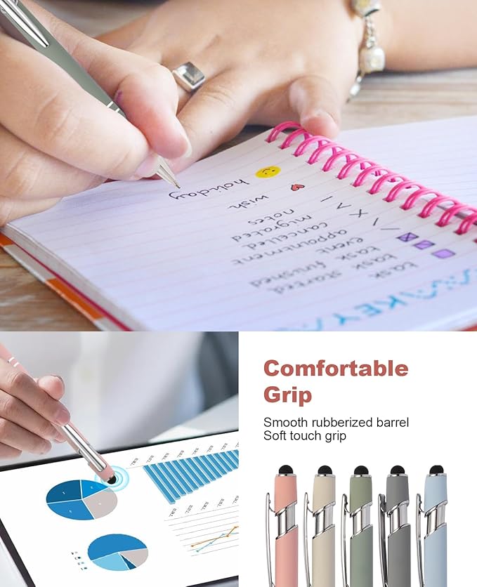 39PCS Aesthetic School Supplies with Cute Pencil Case, 5X Ballpoint Pens with Stylus Tip, 12X Pastel Highlighters, 6X Mechanical Pencil Set 0.5&0.7mm, Suit for Preppy School College Essentials(purple)