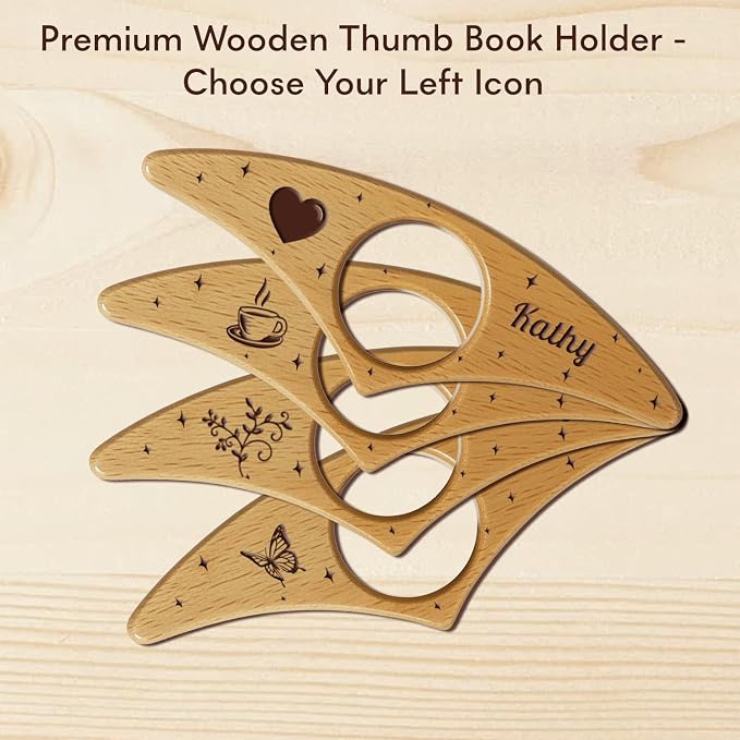 Custom Book Page Holder, Thumb Book Page Holder, Personalized Wooden Page Holder for Reading, Gifts for Book Lovers Teachers Appreciation Gifts on Birthday (Style 1)