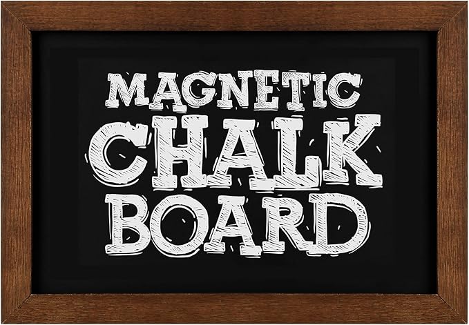 TORASO Chalkboard, Wood Frame Magnetic Chalkboard Sign, Rustic Walnut Wood Framed Chalk Board for Wedding, Kitchen, Bar, Restaurant, Menu & Home Decor, Hanging Chalkboards, 8.7" x 12.6"(BN-2232)