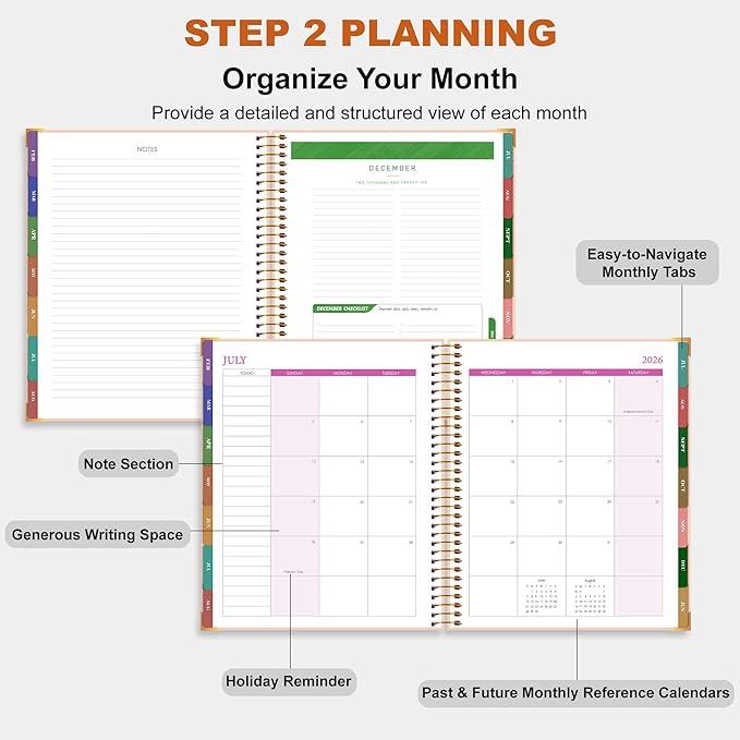 Planner 2026-2027, 18 Month Weekly and Monthly Planner Calendar with Tabs, Jul 2026–Dec 2027, Large 8.5" x 11" A4 Hardcover Spiral Agenda Planner, Colorful Art Tree Design for Home, Work, School and Teacher