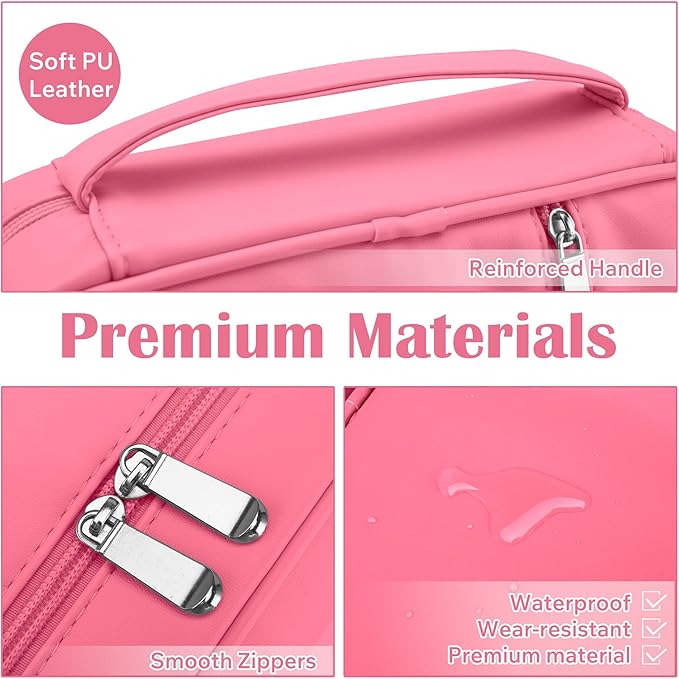 Small Bible Cover Case for Women and Men, 9x6 PU Leather Bible Sleeve, Compact Travel Bible Carrier Bag with Front Pen Holders, Zipper Closure, Inner Pockets - Hot Pink