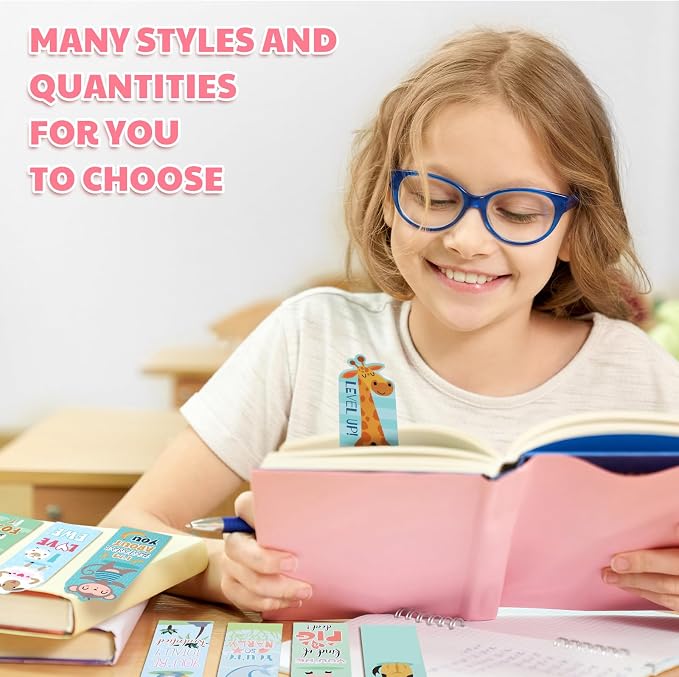 144 Pcs Bulk Animal Pun Bookmarks 2 x 6 Double Sided Page Markers with Funny Words Cute Assorted Forest Sea Animal Motivational Bookmarks for Kids Back to School Gifts Reading Birthday Teacher Reward