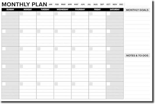 Reskid Thick Cardstock Undated Desk Calendar, Desktop Monthly Planner with To-Do List and Notes, Home, Office Desk Calendar - 12" x 18", 18 Sheets