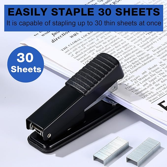 AmazingSpark 12 Pack Staplers for Desk with 12000 Staples Office Stapler Bulk 30 Sheet Capacity Metal Non-Slip Stapling Machine Heavy Duty for School Office