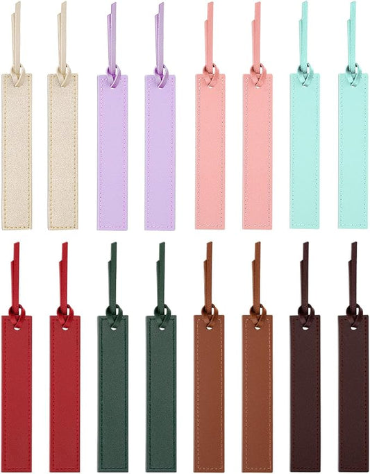 16 Pcs Leather Bookmark, Bookmarks with Leather Rope, Page Markers Reading Present for Women Men, Book Accessories for Reading Lovers, for School Office Home Supplies