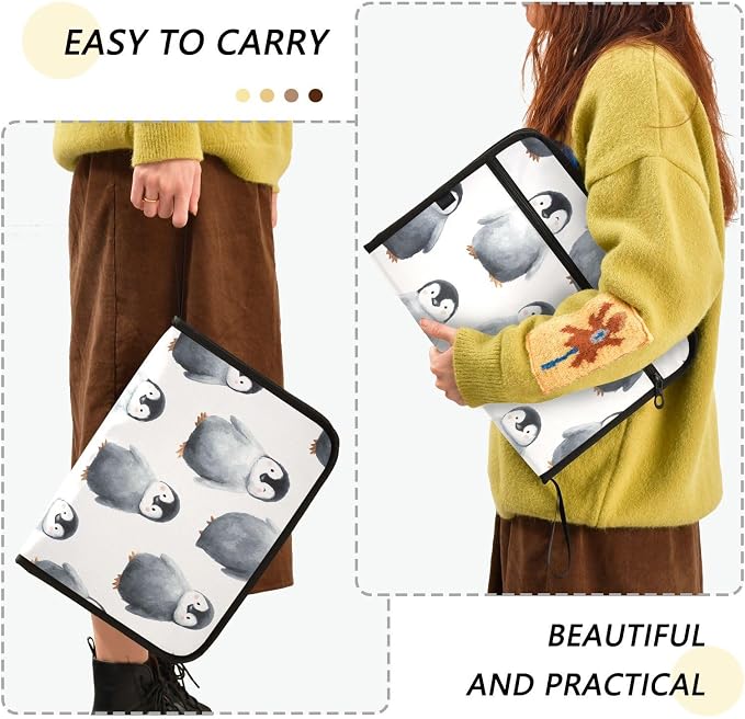 Expanding File Folder Black Penguin Accordion File Organizer 13 Pockets Document Organizer with Zipper Labels A4 Letter Office Storage