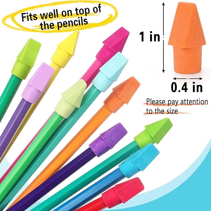 ZZTX Pencil Top Erasers, 120 Pack Eraser Caps Bulk, Erasers for Pencils, Eraser Toppers for Kids School Home Office, 11 Assorted Colors Erasers