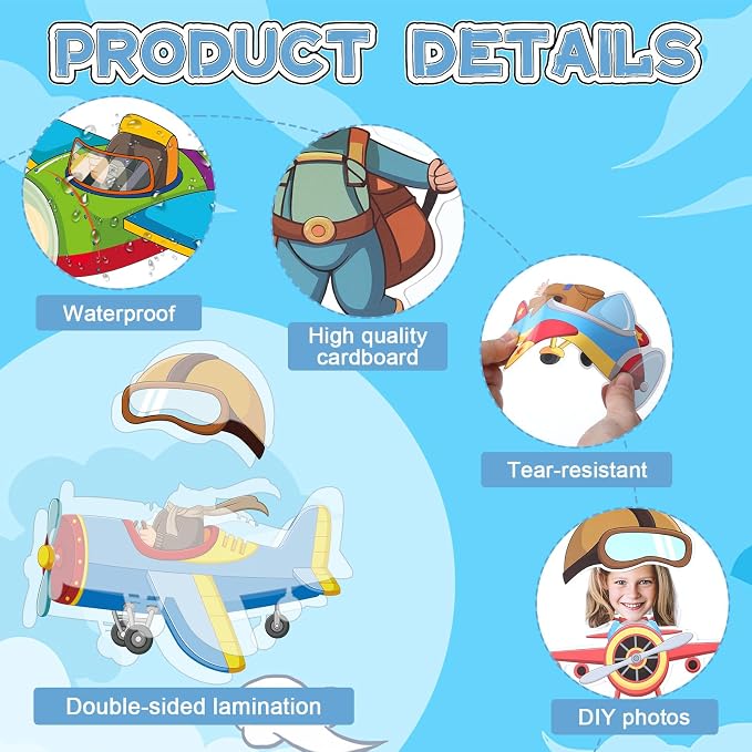 60pcs Pilot Airplane Cutouts Aircraft Bulletin Board Decorations Adventure Travel Theme Paper Cut-Outs Classroom Decorations for Classroom DlY Craft Photo Kindergarten Preschool Wall Door Supplies