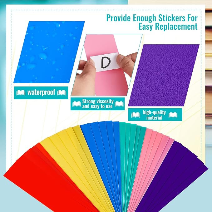 Chinco 30 Pieces Library Book Dividers for Shelves with Stickers, Library Shelf Markers Assorted Colored Book Shelf Dividers Plastic Shelf Marker Flexible Book Shelf Marker Set for Classroom Supplies