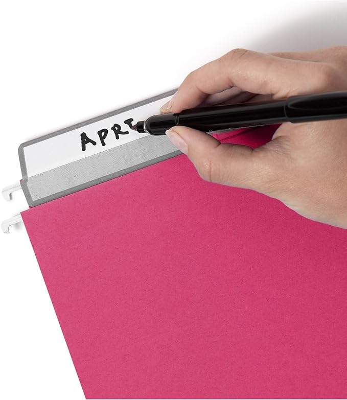 Smead Hanging File Folder with Erasable ProTab, 1/3-Cut Erasable Tabs, Adjustable Position, Letter Size, Red, 20 per Box, Eraser Included (64197)