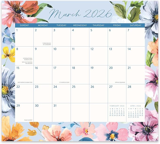 Orange Circle Studio 2026 Magnetic Monthly Fridge Calendar, Bella Flora, August 2025 - December 2026, 9.5" x 8.4", Daily Aesthetic Planner Notepad with Magnet for Refrigerator, Easy Organizer for Grocery List, Appointments