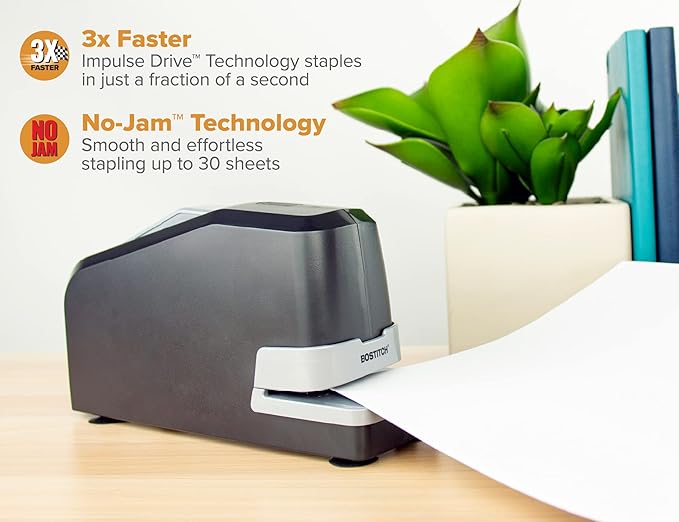 Bostitch Office Impulse Heavy Duty Electric Stapler Value Pack & EZ Squeeze Heavy Duty 3 Hole Punch, 40-Sheet Capacity, Use Less Force