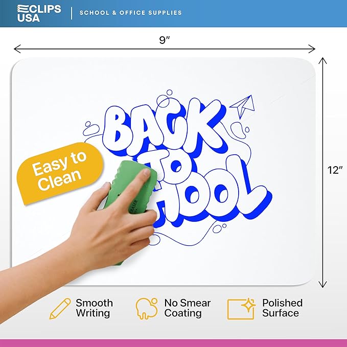 Dry Erase Board, (Primary Ruled) Dry Erase Lap Boards, Small White Boards Dry Erase, White Board Mini, 9” x 12” Double Sided (50 Pack)
