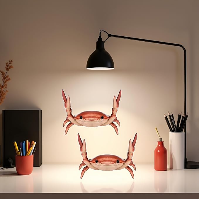 2Pcs Creative Crab Pen Holder Weightlifting Crabs Pen Stand Storage Rack, Office Desktop Decoration, Pencil Holders Supplies Holders and Dispensers, Desk Accessories and Workspace Organizers (Red)
