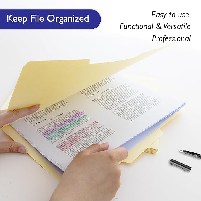 BAZIC Products Manila File Folders, 1/3-Cut Letter Size with Left, Right, and Center Tab Positions, Ideal for Organizing and Filing Documents, 12/Pack, 4-Pack