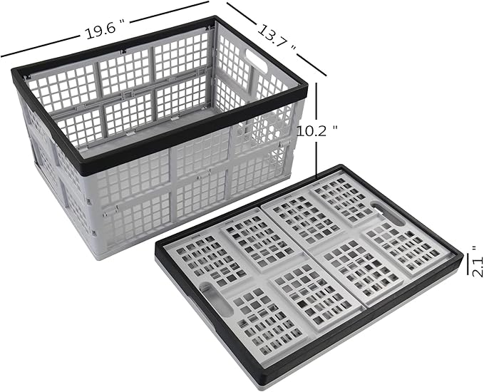Readsky 42 Liter 4 Pack Collapsible Plastic Storage Crates, Folding Crate Storage, Stackable Utility Totes for Car Trunk, Home, Office, and Pantry Organization