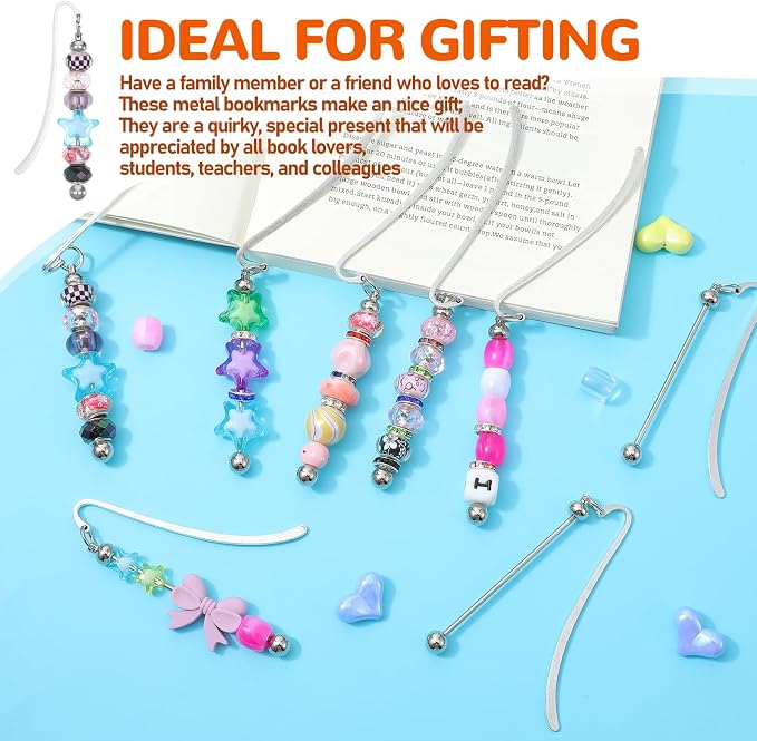 20pcs Beadable Bookmarks DIY Metal Blank Bar Bookmark for Beads Modern Beaded Craft Jewelry Pendant Charm Gift Beading Bookmark Bar Bulk for Student Teacher Office Supplies Craft Jewelry Pendant Charm