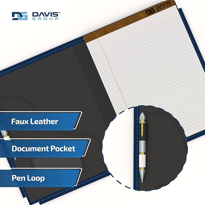 Executive Notebook Portfolio, VIP Faux-Leather Padfolio for Women and Men, Includes 8.5-by-11-Inch Writing Pad, Blue