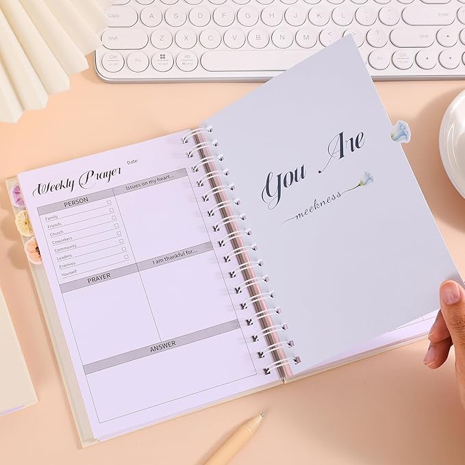 Galatians 5:22-23 Christian Prayer Planner, Weekly Devotional Journal with Bible Study Sections, Hardcover Coil Bound for Spiritual Growth, 54 Weekly Prayer & 53 Bible Summary & Scrapbook & Stickers