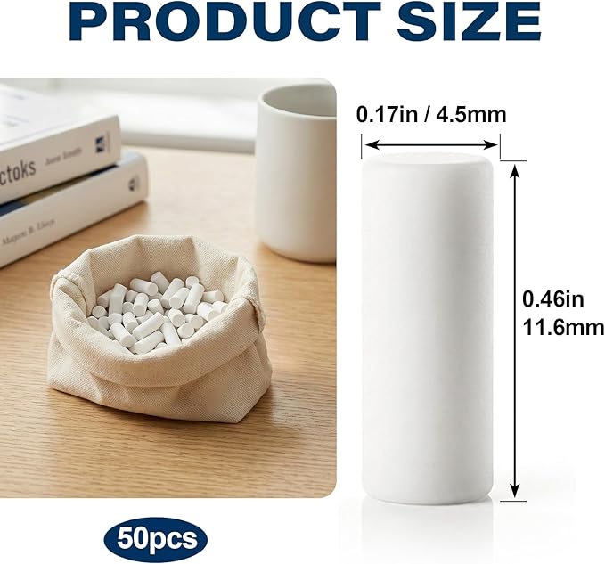 50pcs Mechanical Pencil Eraser Refills, Eraser Pen Refills Replacement for Propelling Pencils, Universal Traceless Correction Supplies for Writing- White