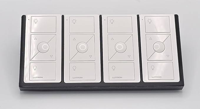 Remote Holder Organizer Pedestal Caddy compatible with Lutron Pico Remotes, Anti-Slip Feet, Holds 4 Remotes, Black, Indoor Use Only