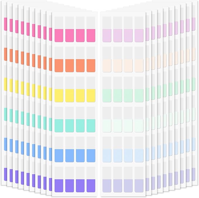 480 PCS Sticky Index Tabs, Colored Strip Page Markers, Writable and Repositionable File Tabs Flags for Pages, Reading Notes, Classify Files, 12 Colors（0.47X 1.1inch）