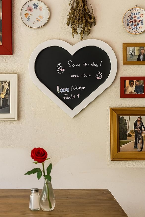 Heart-Shaped Magnetic Chalkboard, 10.2"x11.8" Small (White)