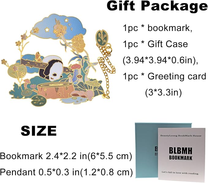 BLBMH Cute Metal Bookmarks Birthday Christmas Stocking Stuffers Gifts for Kids Girls Women Unique Gifts for Book Lovers Friends Readers - Panda - PD6