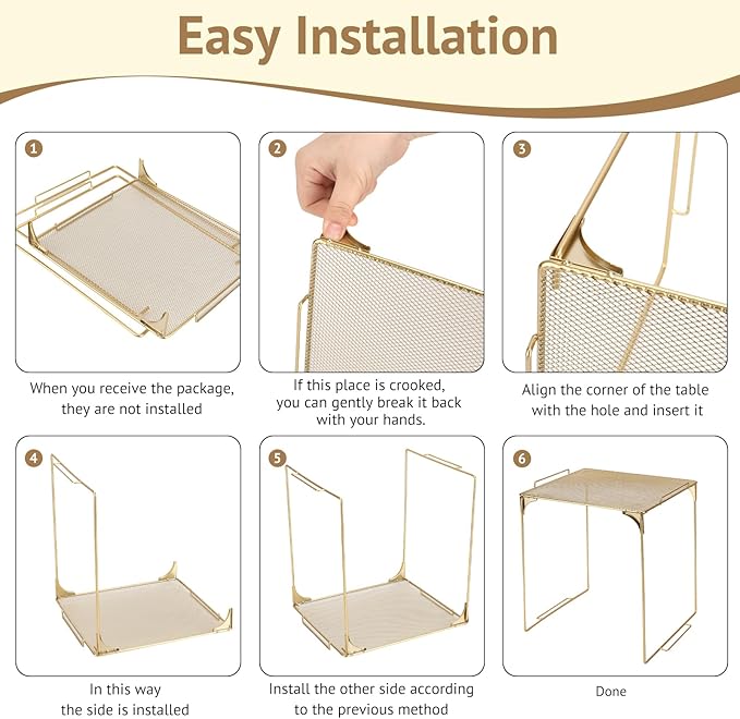 Locker Organizer Shelf Stackable Extra Locker Shelf for School Locker Organizer Storage Cabinet Accessories Suitable for School, Office, and Home use (2, Golden)