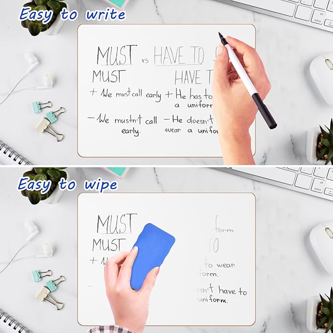 10 Pack Double Sided Dry Erase Boards Classroom Pack 12'' x 9'' Small Whiteboards for Office Teachers Students Schools Supplies Answer Dry Erase Paddles Mini Whiteboard