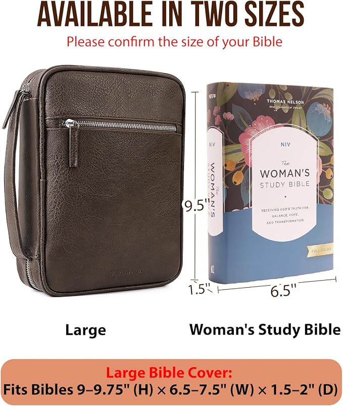 Bible Cover - Bible Case for Men with Durable Handle, Carrying Book Case Church Bag, Protective with Zippered Pocket, Ideal for Church and Prayer Meetings, Christian Gift for Men