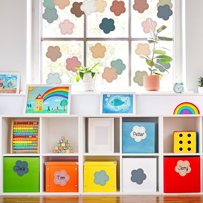 Boho Flower Cutouts with Glue Points 16 Colors Flower Shape Paper Cut-Outs Colorful Floral Cutting Bulletin Board Decor for Valentine's Day DIY Craft Art School Home Party Favor, 80Pcs