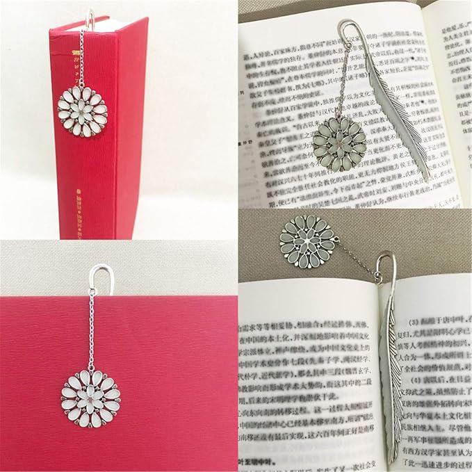 Luminous Bookmark, Retro Glow in The Dark Reading Bookmarks for Women Men Lovers,Book Markers with Pendant Holiday Gifts