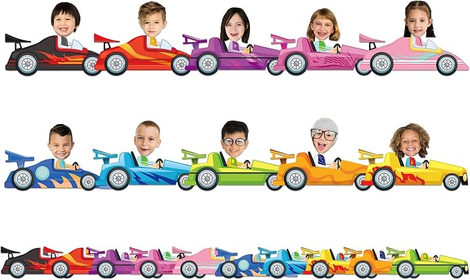 gisgfim 80Pcs Racing Car Cutouts Race Car Decorations Bulletin Board Auto Paper Cut-Outs Classroom Decor for Boy Girl DIY Craft Photo Wall Kindergarten Preschool Back to School Party Favor Supply