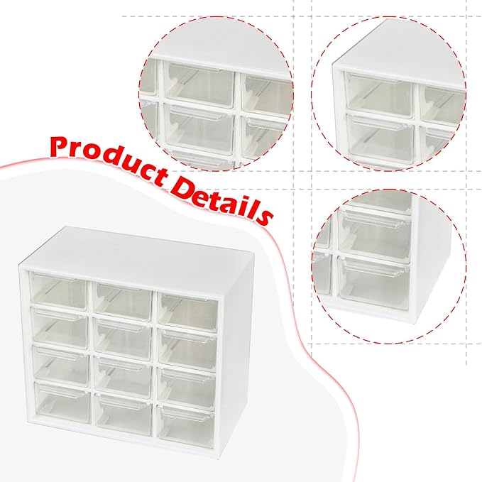 Drawer Organizer Desk Organizer Storage Box Office Supplies Desktop Drawer Box 12 Grid for Parts Home Cosmetic Bedroom