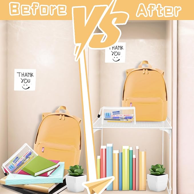 Demonwer 2 Pcs Locker Organizer Shelf Black and White Stackable Extra Locker Shelf Storage Cabinet Accessories for School Office Home Gym Supplies