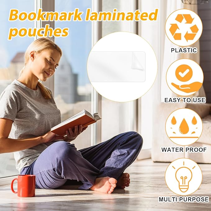 50pcs Bookmark Laminating Pouches, 8.27x2in Hot Laminating Pouches 4.9 Mils Clear Bookmark Sleeves Plastic Thermal Laminating Pockets for Book Lovers Nature Lovers