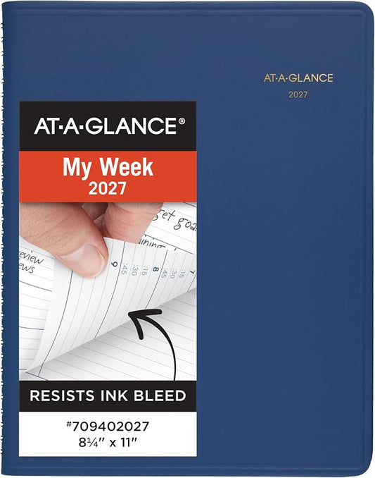 AT-A-GLANCE 2027 Appointment Book Planner, Weekly, 8.25" x 11", Blue (709402027)