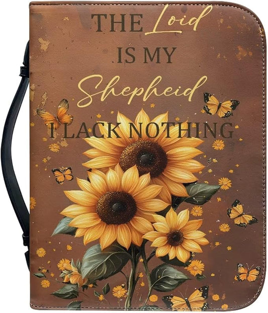 Bible Covers for Women with Handle Sunflower Butterfly Monogram Lightweight Large Bible Tote Bag for Man Waterproof Multi-Functional Man Bible Carrying Case