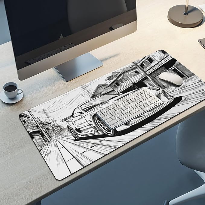 Large Mouse Pad JDM Car Sup Drifting Desk Mat Computer Accessories Gaming Office Organizers Supplies Decor Essentials Keyboard Pads for Desk Rubber 40x90cm