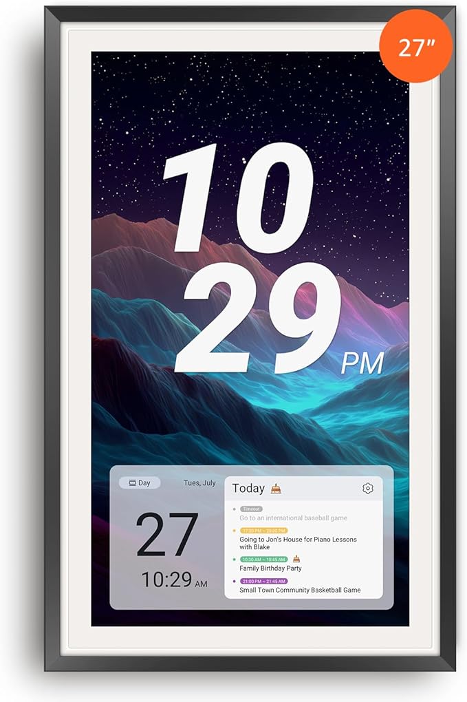 Apolosign 27-inch Digital Calendar : Dual Mode Smart Wall Planner, No Subscription, Install Apps, Sync Calendars, Electronic Touchscreen Interactive Display for Family Schedules, Chore Chart - with Stand (Black)