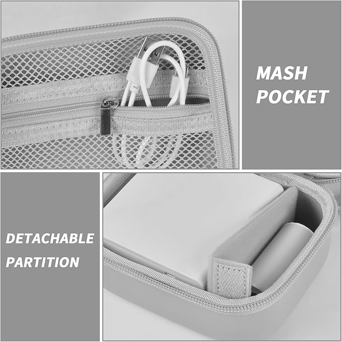 Sticker Printer Case for IDPRT/for Anycash/for ETIKEZ PM290C/ for Memoking T02/ for Phomemo M02/ T02/ Q30S Mini Photo Printer. Holder for Label Maker, Thermal Paper, USB Cable (Box Only)-Gray