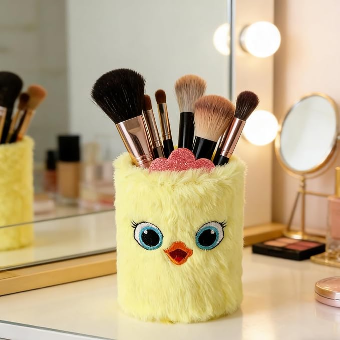 Cute Desktop Pen Holder Organizer, All-in-One Stationery Storage Cup, Multi-Purpose Makeup Brush Holder Aesthetic Desk Decor for Daily Use