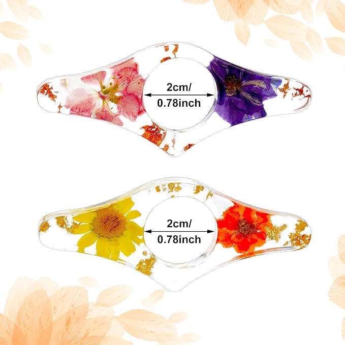 2 Pcs Dried Flower Resin Book Page Holder Transparent Thumb Ring Pages Holders Handmade Personalized Bookmark Reading Accessories for Teachers Book Lovers Literary Birthday Gift