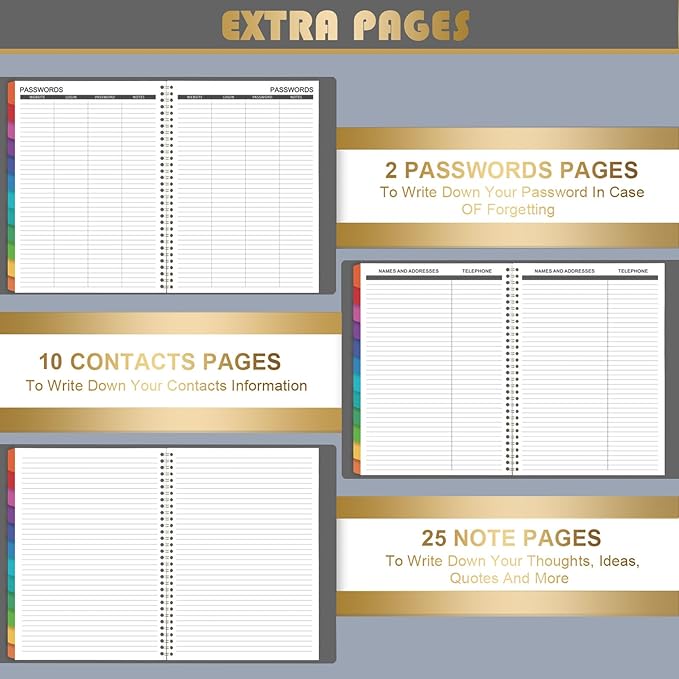 Monthly Planner 2026-2027 - 18-Monthly Planner 2026-2027 with Leather Soft Cover, July 2026 - December 2027, 9'' x 11'' with Coated Tabs