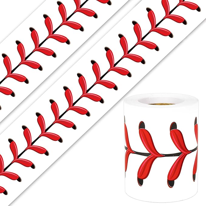 Whaline 32.8ft Baseball Bulletin Board Borders Sport Theme Die-Cut Bulletin Board Baseball Patterned Rolled Trim Border for Sport Party Back to School Classroom Office Chalkboard Decoration