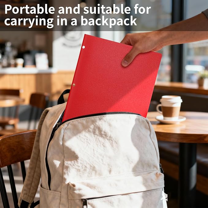 Plastic Folders with Pockets 3 Hole Punched, Pocket Folders for 3 Ring Binder, 6 Pack Colored File Folder for School, Office, Documents, Filing Cabinet, 2 Pocket Blinder Folder with Holes