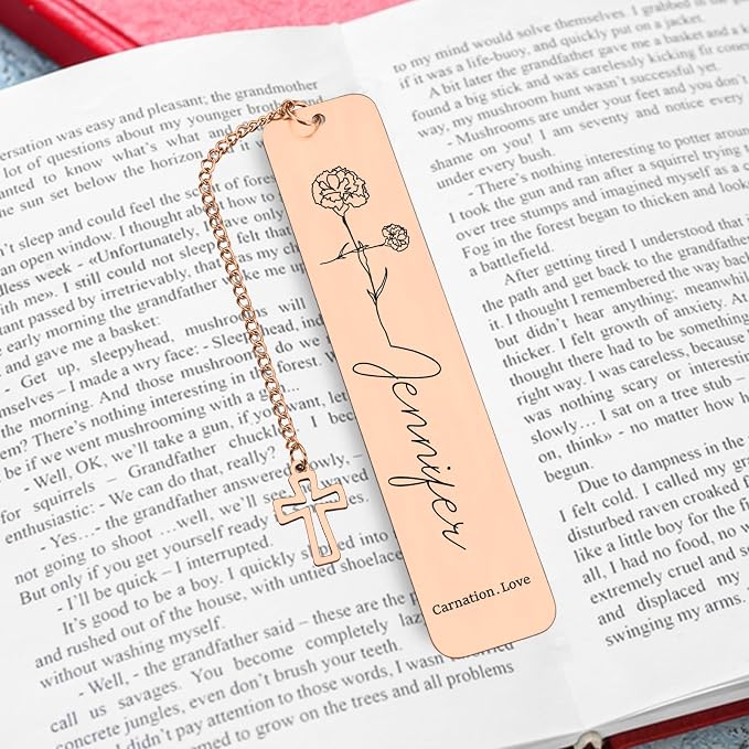 Personalized Bookmarks with Birth Flower Custom Christian Bookmark Gifts for Book Lovers Confirmation Gifts for Teen Girls Birth Flower Gifts for Daughter Friends Birthday Christmas Gift for Women