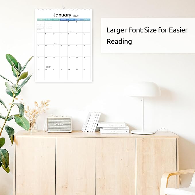 SKYDUE Wall Calendar 2025-2026, 18 Months Calendar from Jul. 2025 to Dec. 2026, 14.5 x 11.5 Vertical Wall Calendar with 280 Planner Stickers