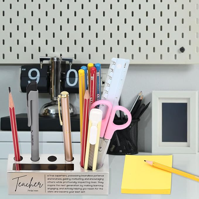 Teacher Desk Pencil Holder Inspirational Gift for Teachers Motivational Office Decor for Educators Unique Pen and Pencil Organizer for Classroom EDP86